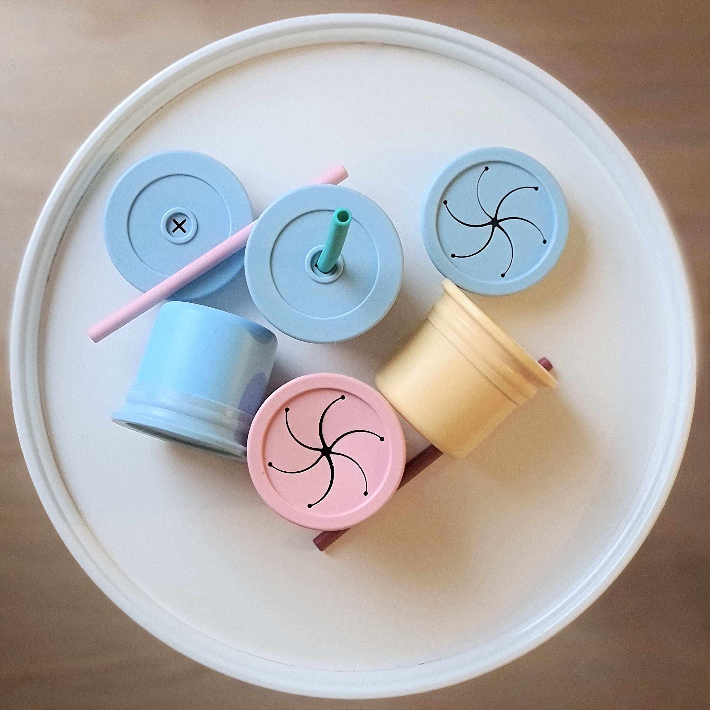 OiOi Ham Hüp Silikon Pipetli Bardak Seti 6 Ay+  Mineral Blue - Aqua Green 