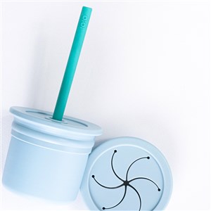 OiOi Ham Hüp Silikon Pipetli Bardak Seti 6 Ay+  Mineral Blue - Aqua Green