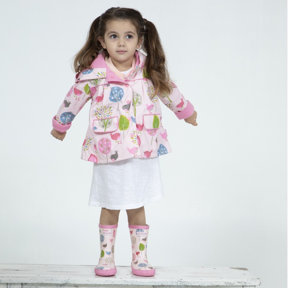 Penny Scallan Yağmurluk Chirpy Bird Pembe Pembe