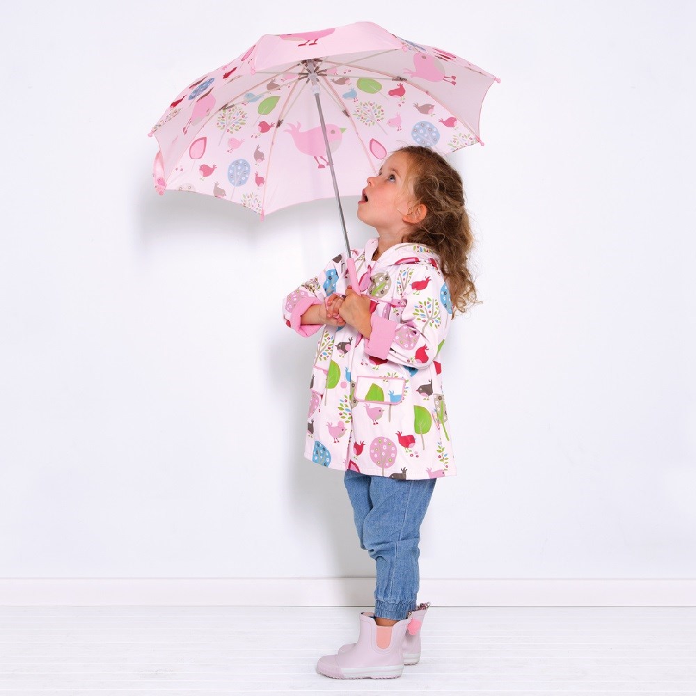 Penny Scallan Yağmurluk Chirpy Bird Pembe Pembe