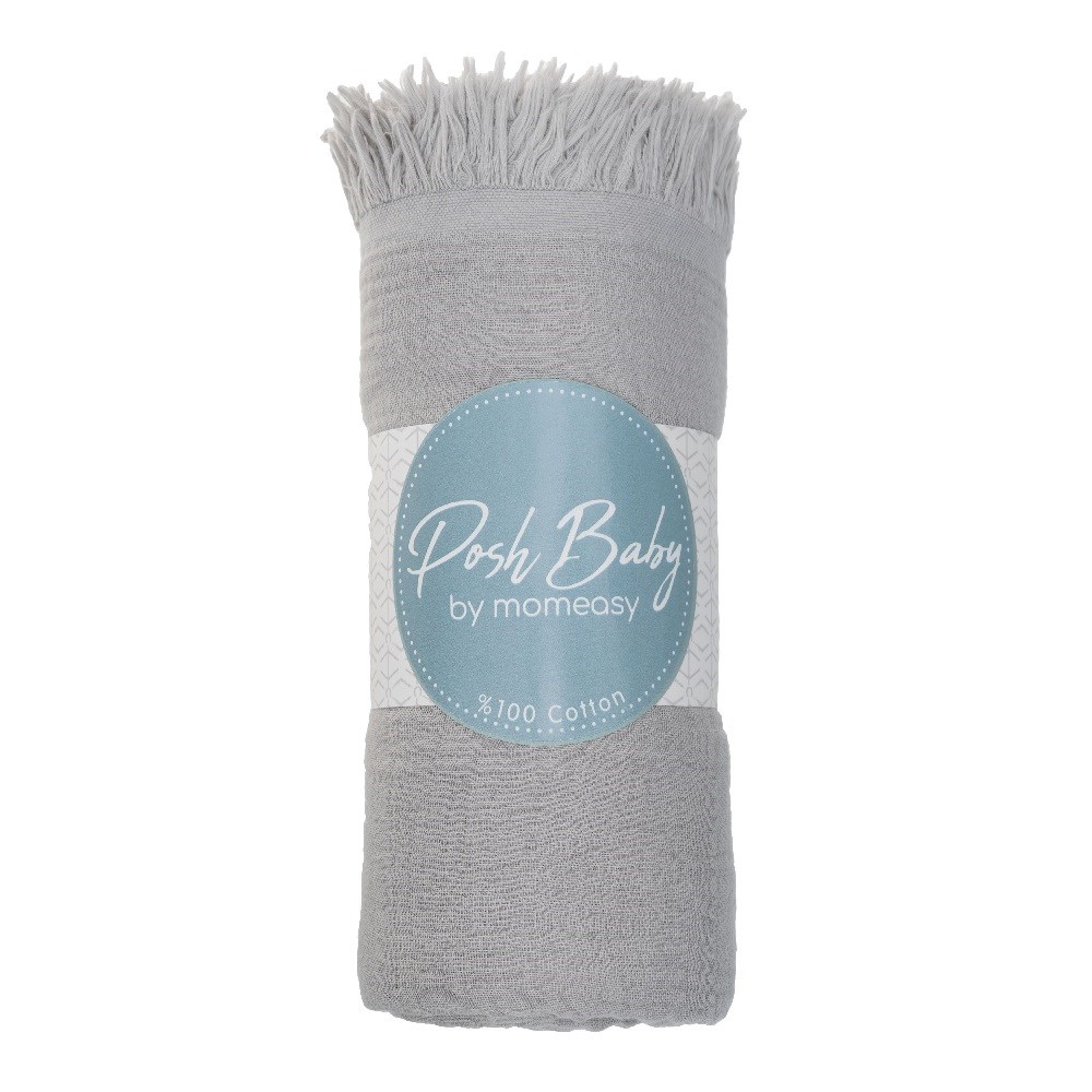 Posh Baby Tekli 4 Katlı Müslin Battaniye Gri 90x135cm 