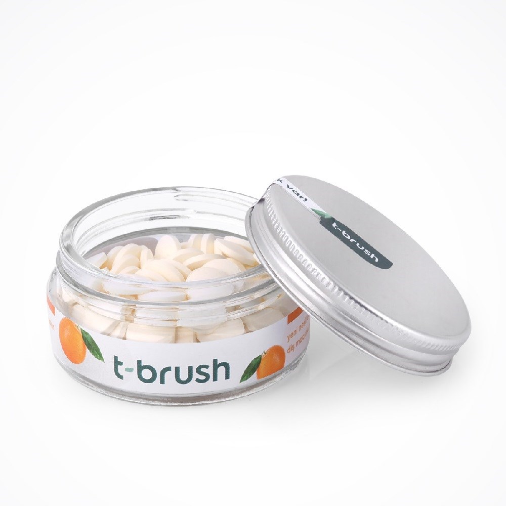 T-Brush Efervesan Doğal Diş Macunu 90 Tablet - Portakal Aromalı Florürsüz 