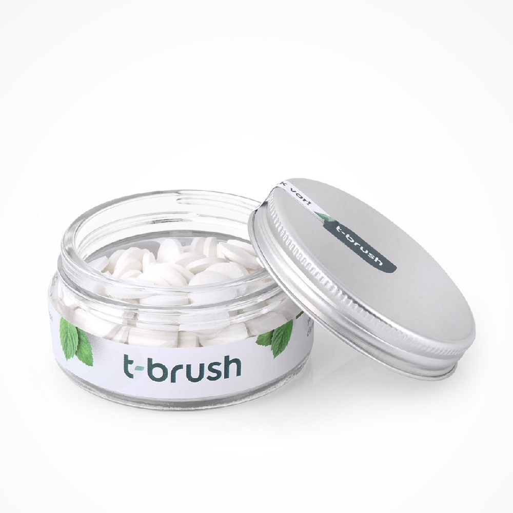 T-Brush Efervesan Doğal Diş Macunu 90 Tablet - Nane Aromalı Florürsüz 