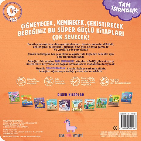 Tam Isırmalık Yırtılmayan Kitap Bebek Hayvanlar 