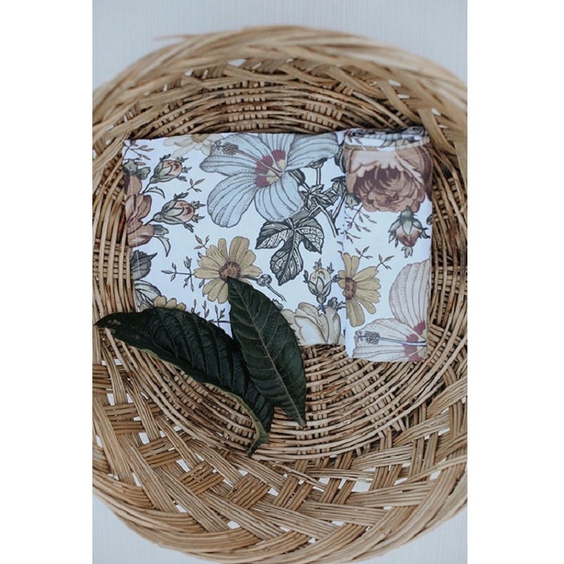 Tarkito Organic Nostaljik Çiçekler Müslin Örtü Battaniye 120x120 cm Krem