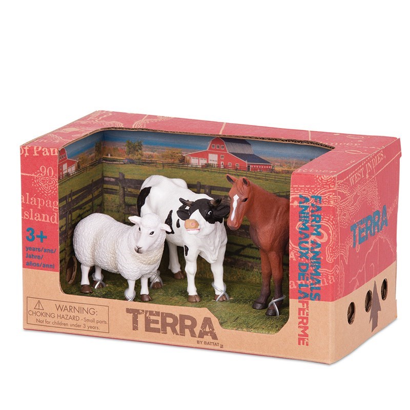 Terra Orman Hayvanları 3'lü Set Koyun,Boğa ve At 