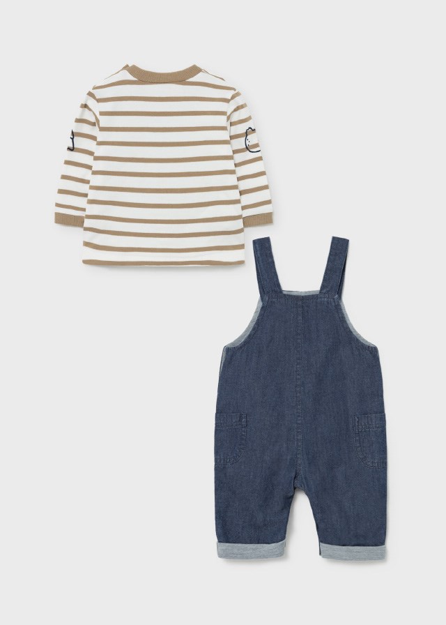 Mayoral Kışlık Erkek Bebek Denim Salopet Tulum Krem