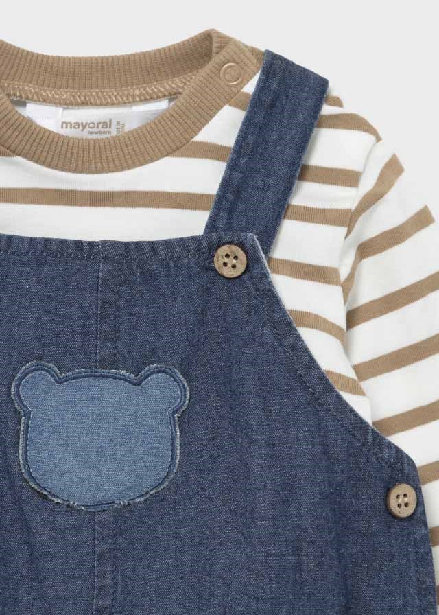 Mayoral Kışlık Erkek Bebek Denim Salopet Tulum Krem