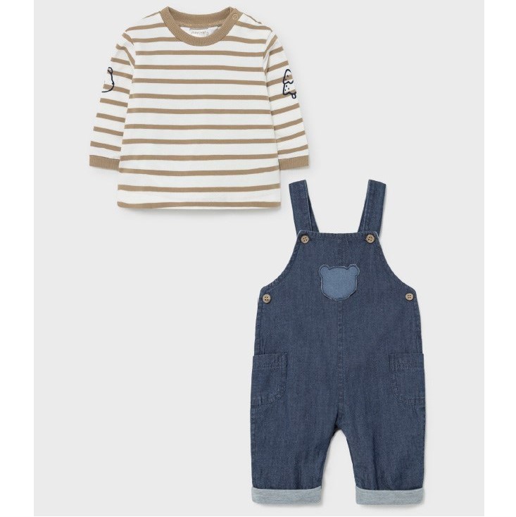 Mayoral Kışlık Erkek Bebek Denim Salopet Tulum Krem