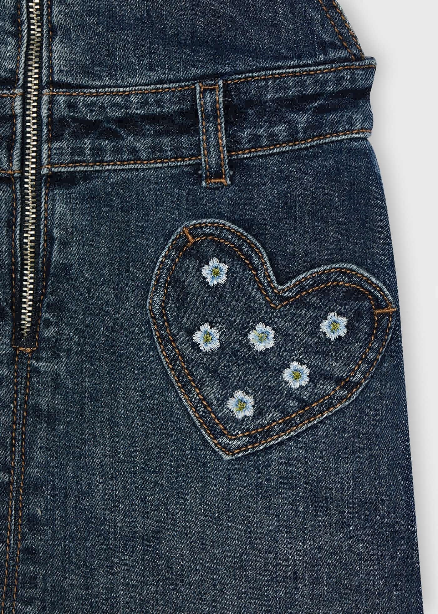 Mayoral Kışlık Kız Denim Salopet Elbise Mavi