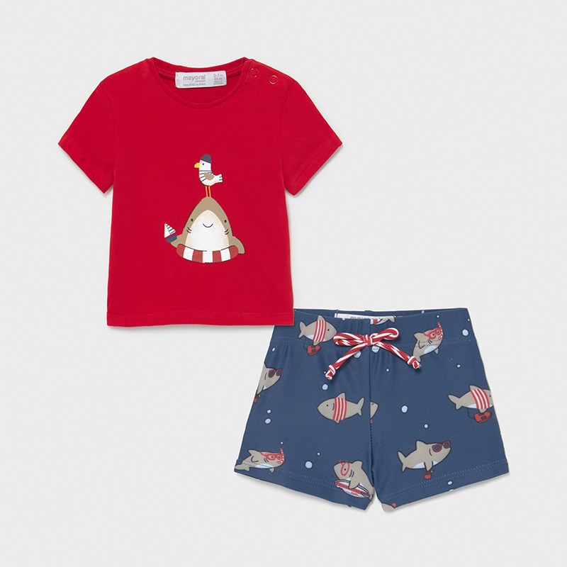 Mayoral Yazlık Erkek Bebek Kısa Kol T-shirt Mayo Set Kırmızı