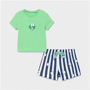 Mayoral Yazlık Erkek Bebek Kısa Kol T-shirt Mayo Set Nane