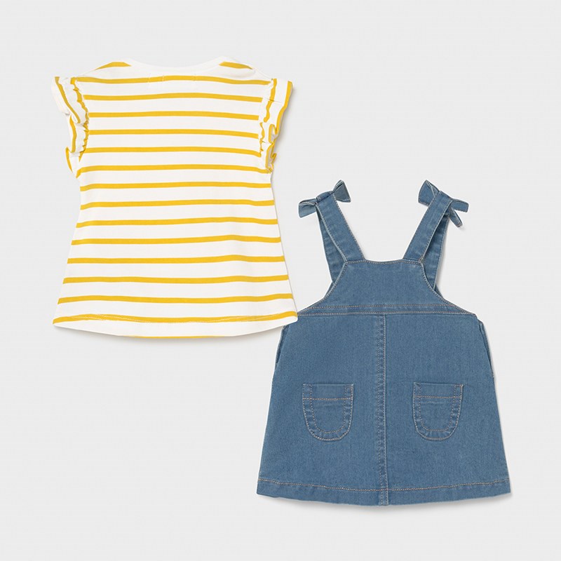 Mayoral Yazlık Kız Bebek Kısa Kol Bluz Denim Salopet Set Açık Mavi