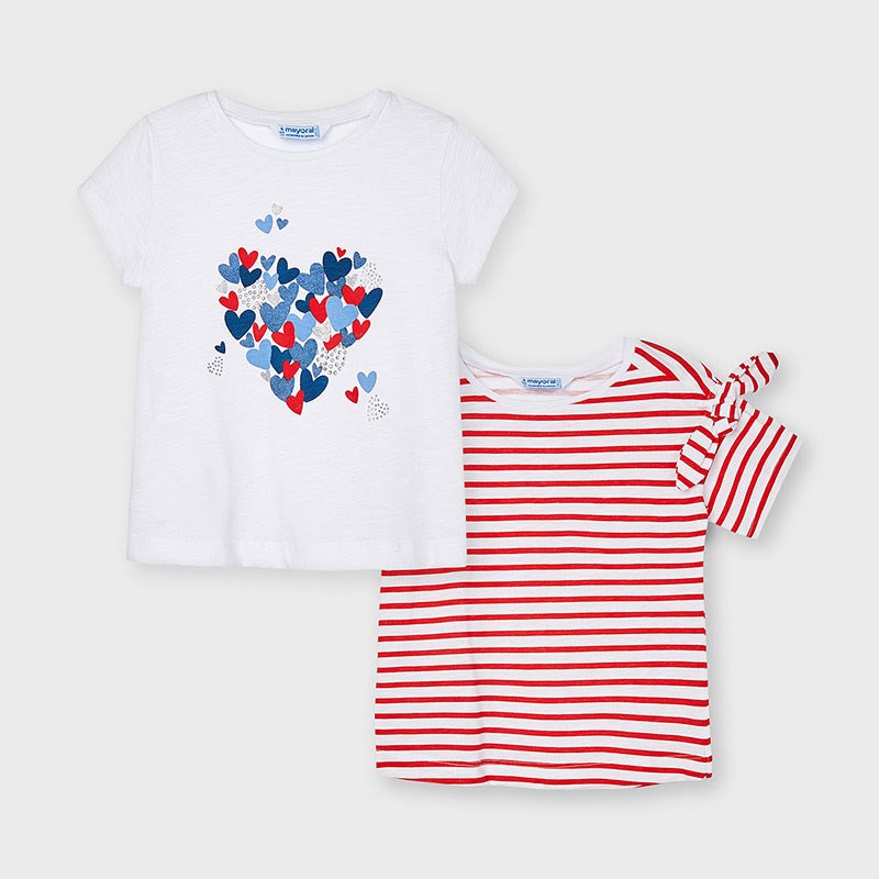 Mayoral Yazlık Kız Kısa Kol T-shirt 2'li Set Kırmızı