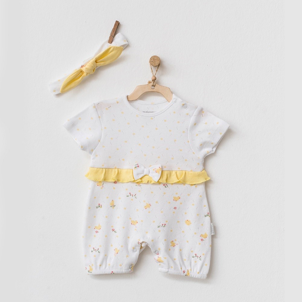 Andywawa Kiz Bebek Yazlik Romper Tulum Ve Bandana 2 Li Set Beyaz Bebekhouse Com Da