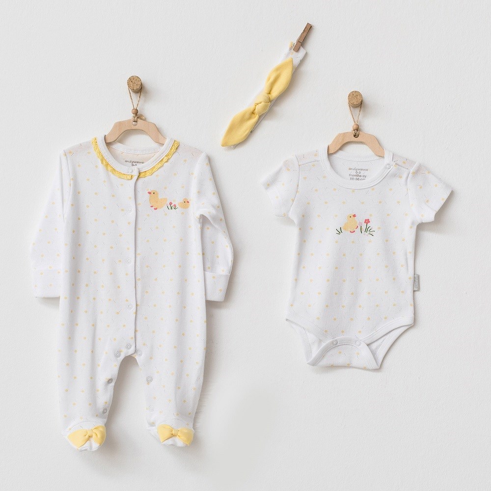 Andywawa Kiz Bebek Yazlik Tulum Ve Body Ve Bandana 3 Lu Set Beyaz Bebekhouse Com Da