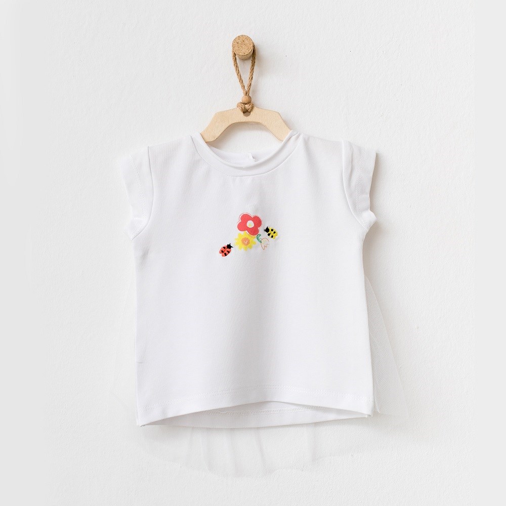 Andywawa Kız Bebek Yazlık Tshirt Beyaz