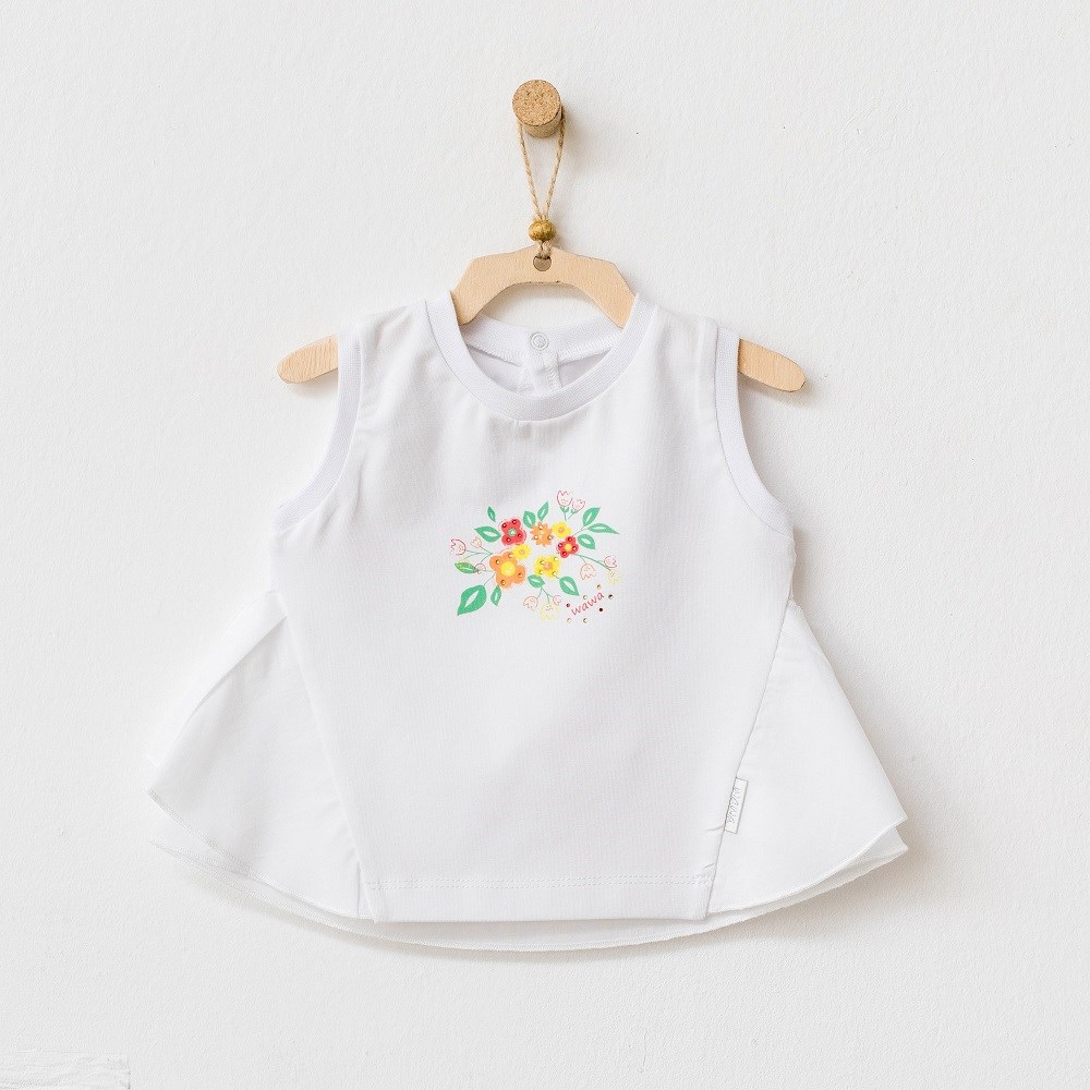 Andywawa Kız Bebek Yazlık Tshirt Beyaz