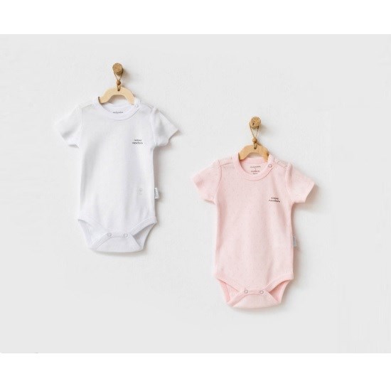 Andywawa Bebek Yazlık Penye Kısa Kollu 2'li Body Pembe