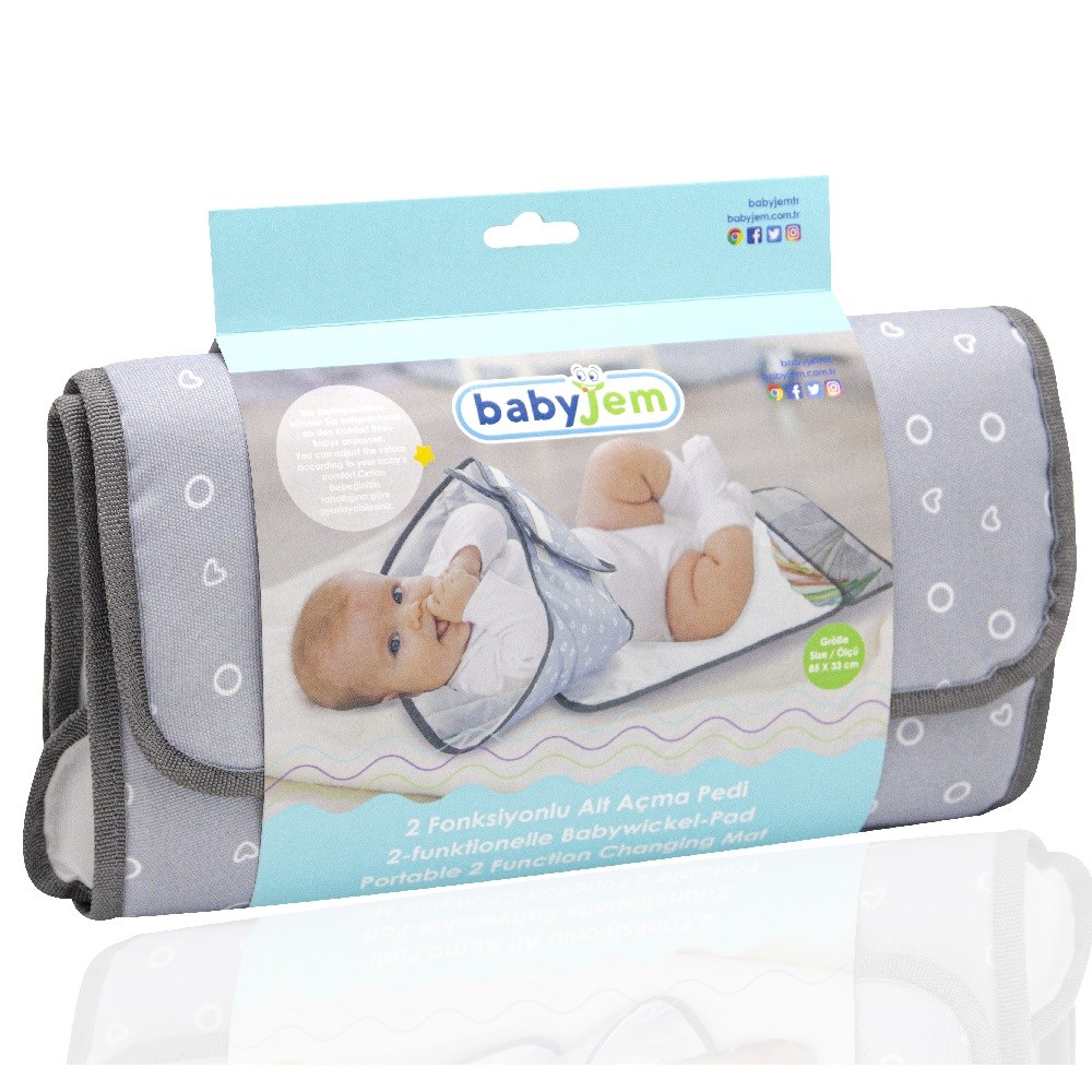 Babyjem İki Fonksiyonlu Bebek Alt Açma Matı Halkalı Gri 