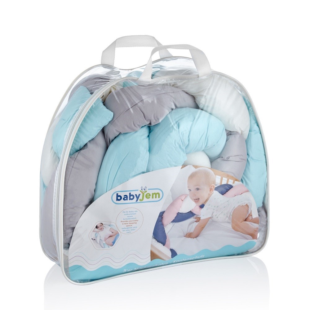 Babyjem 3'lü Örgü Beşik Kenarı Koruyucu Mavi 