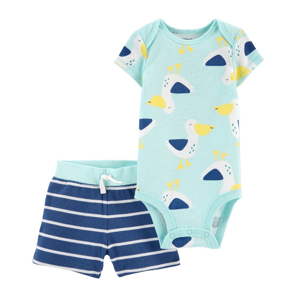 Carter's Yazlık Erkek Bebek Body ve Şort Set Mavi