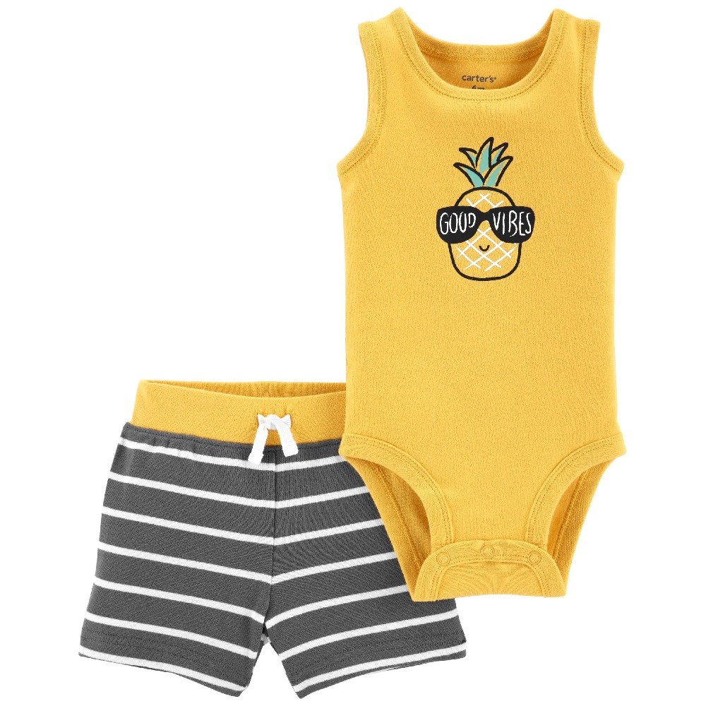 Carter's Yazlık Erkek Bebek Body ve Şort Set Sarı