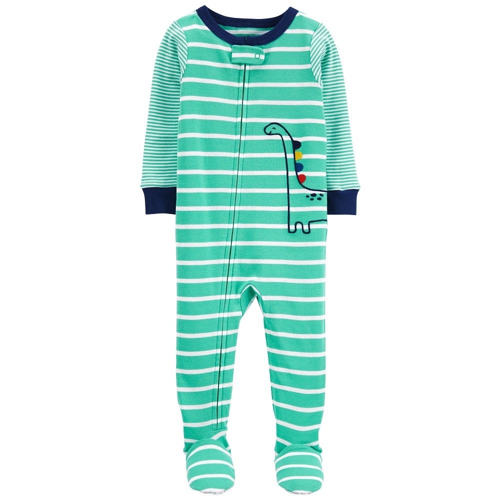Carter's Yazlık Erkek Bebek Çizgili Dinozorlu Tulum Yeşil