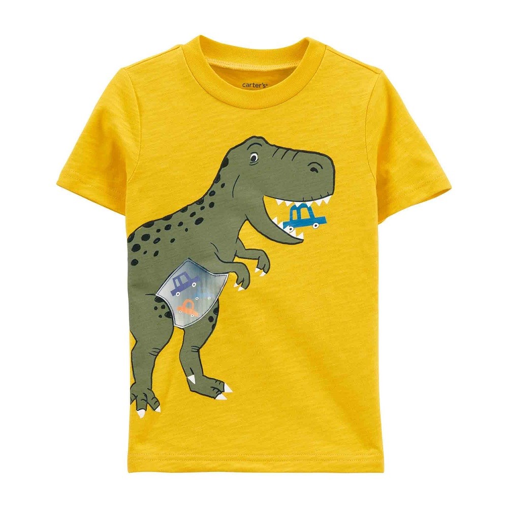 Carters Yazlık Erkek Dinozor Desenli Kısa Kollu Tshirt Sarı