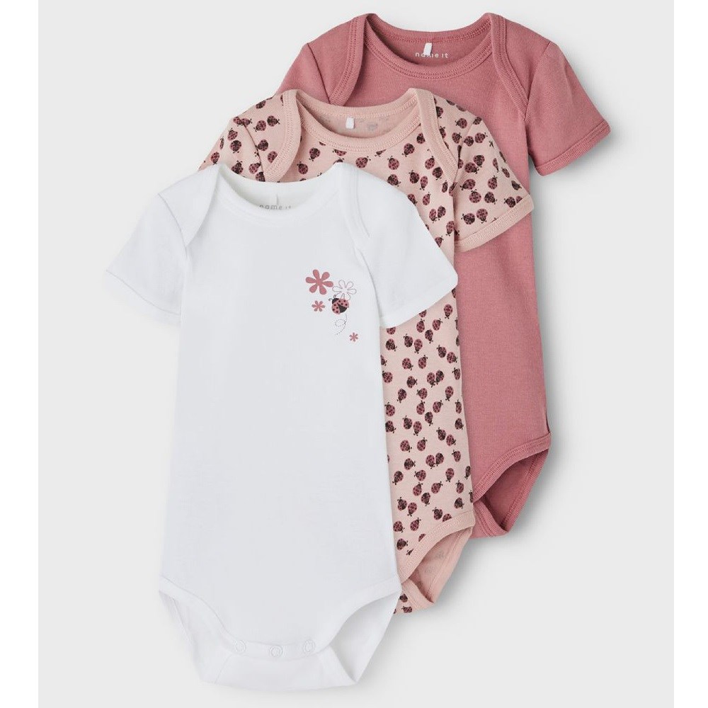 Name It Kız Bebek Organik Pamuk Kısa Kollu Body 3lü Set Bordo