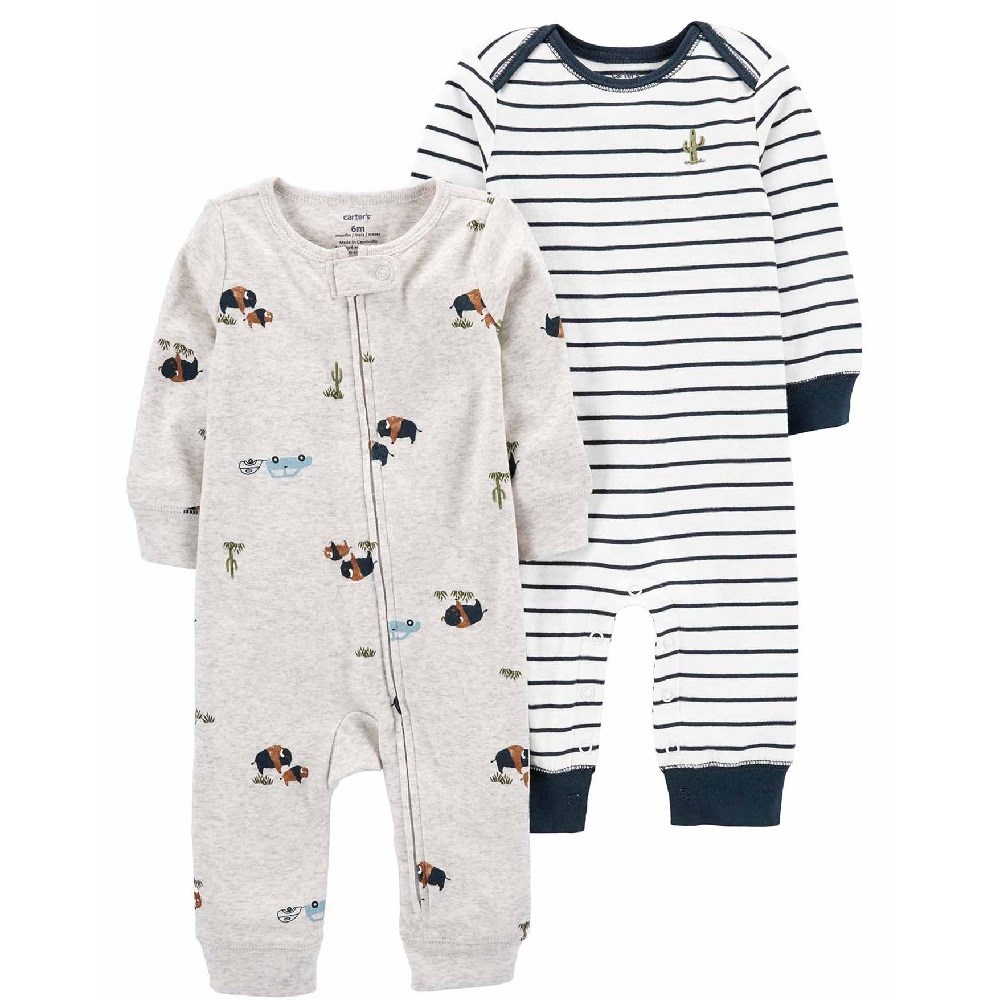 Carter's Kışlık Erkek Bebek Uzun Kol Tulum 2'li Set Gri
