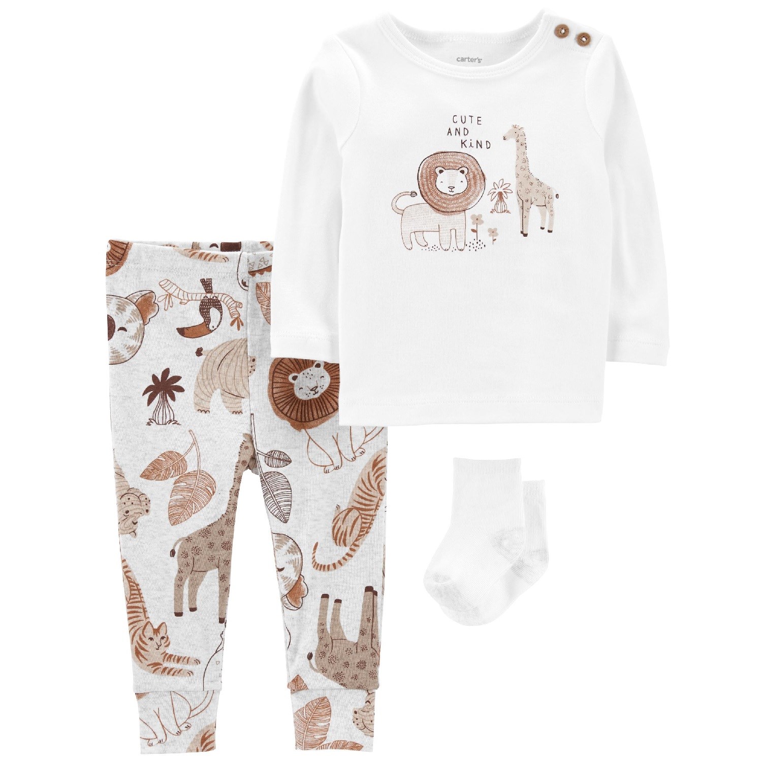 Carters Kışlık Bebek Uzun Kol Body Eşofman 3'lü Set Beyaz