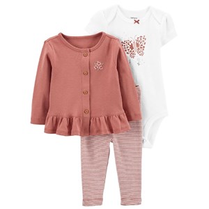 Carters Kışlık Kız Bebek Uzun Kol Body Eşofman Hırka 3'lü Set