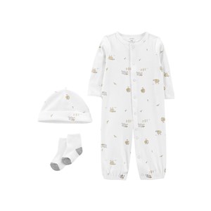 Carter's Kışlık Bebek Uzun Kol Tulum Şapka Çorap 3'lü Set