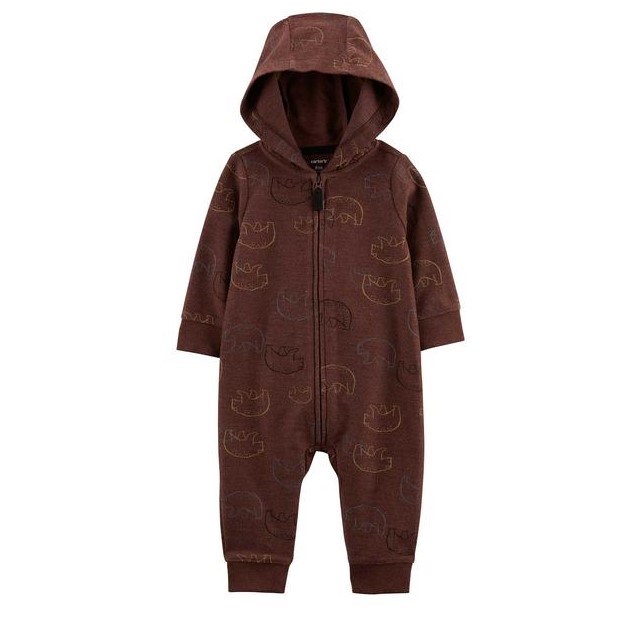 Carters Kışlık Bebek Uzun Kol Kapşonlu Tulum Kahverengi 
