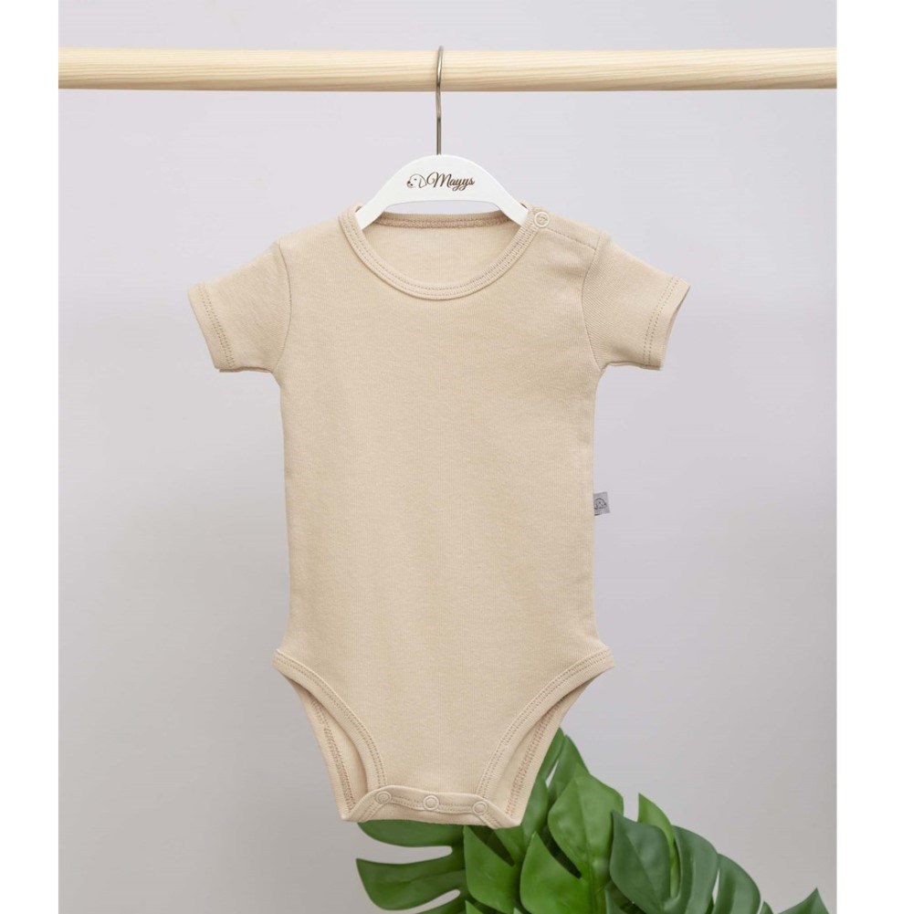Mayys Baby Bebek Organik Kısa Kollu Body ve Pantolon 2'li Set Krem