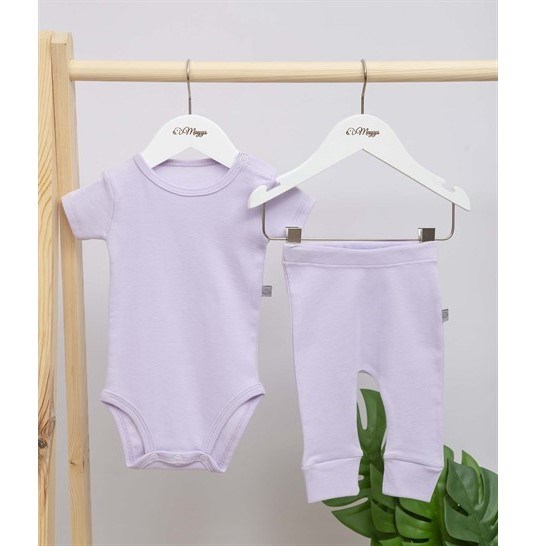 Mayys Baby Bebek Organik Kısa Kollu Body ve Pantolon 2'li Set Mor