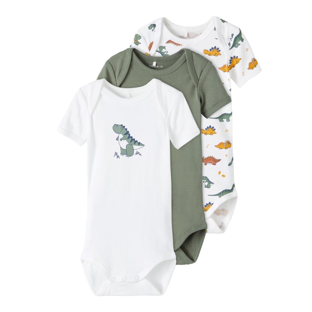 Name It Erkek Bebek Organik Kısa Kol Body 3'lü Set Dıno