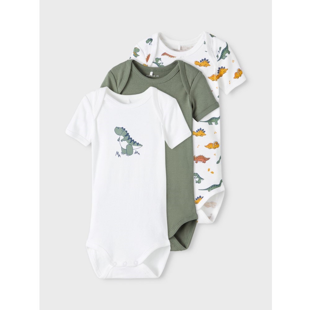 Name It Erkek Bebek Organik Kısa Kol Body 3'lü Set Dıno Yeşil