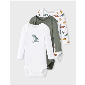 Name It Erkek Bebek Organik Uzun Kol Body 3'lü Set Dino