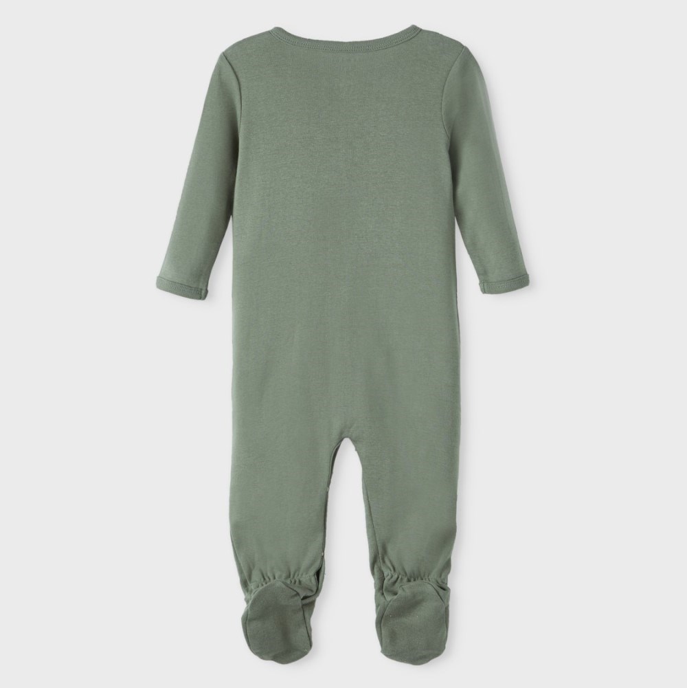 Name It Erkek Bebek Kışlık Organik Penye Patikli Tulum 2'li Set Dino Yeşil