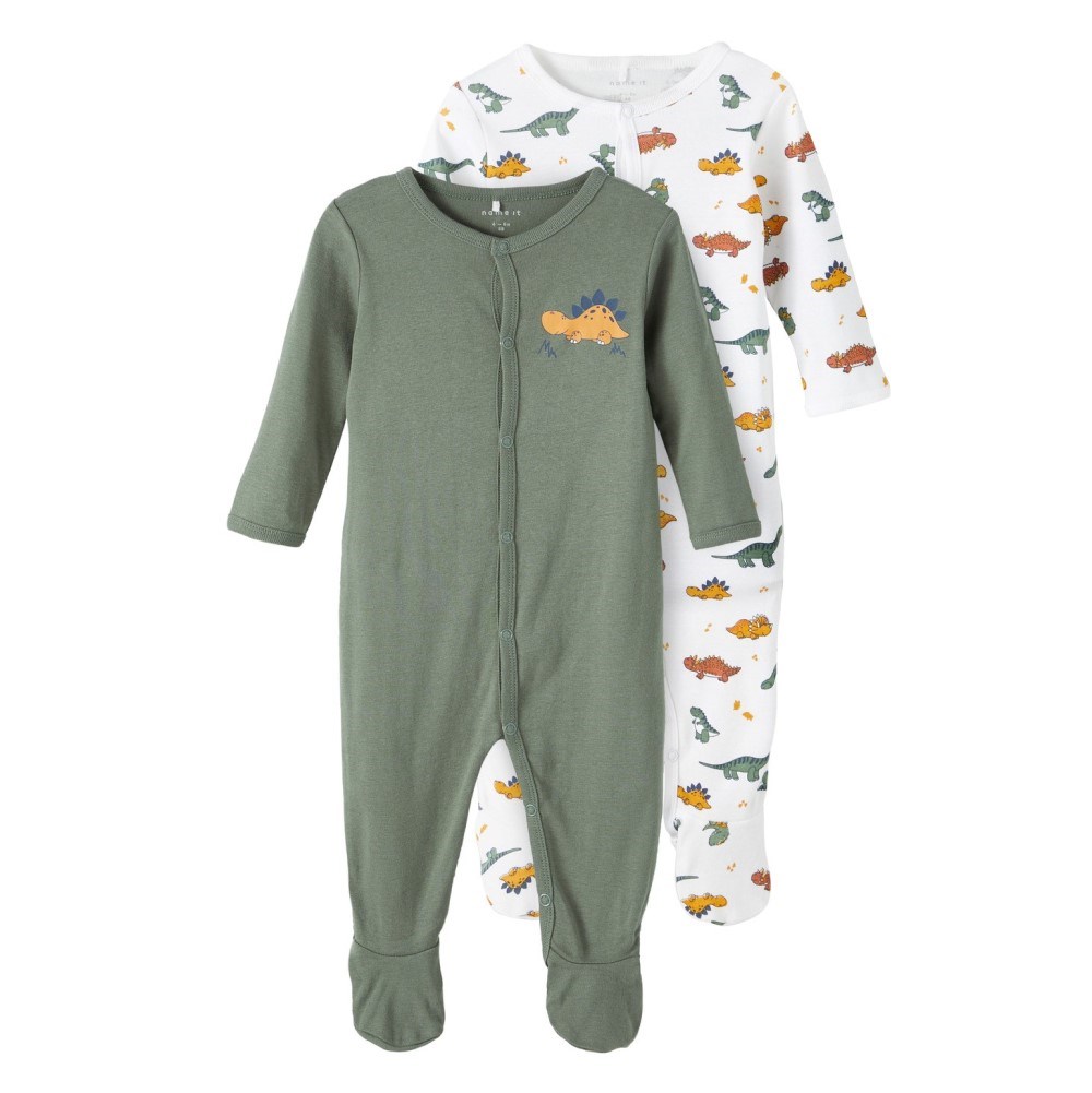 Name It Erkek Bebek Kışlık Organik Penye Patikli Tulum 2'li Set Dino