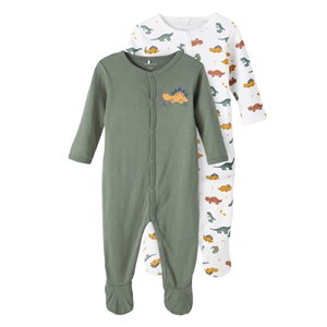 Name It Erkek Bebek Kışlık Organik Penye Patikli Tulum 2'li Set Dino