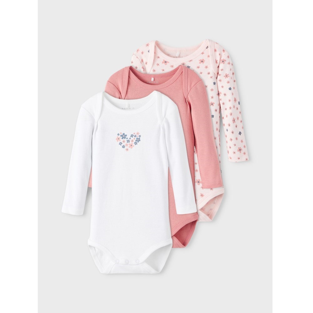 Name It Kız Bebek Organik Uzun Kol Body 3'lü Set Pembe
