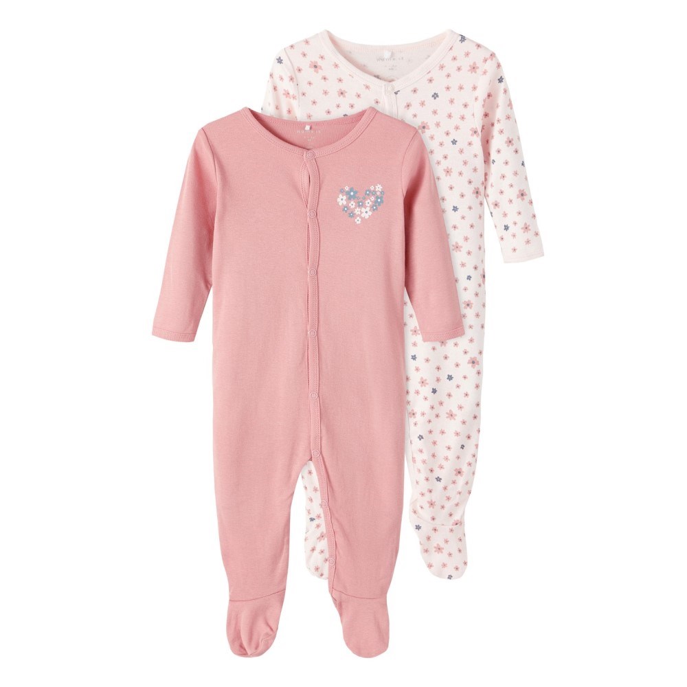 Name It Kız Bebek Kışlık Organik Penye Patikli Tulum 2'li Set