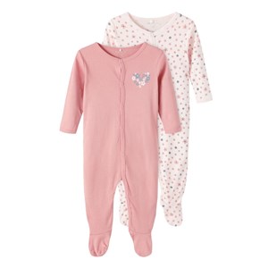 Name It Kız Bebek Kışlık Organik Penye Patikli Tulum 2'li Set