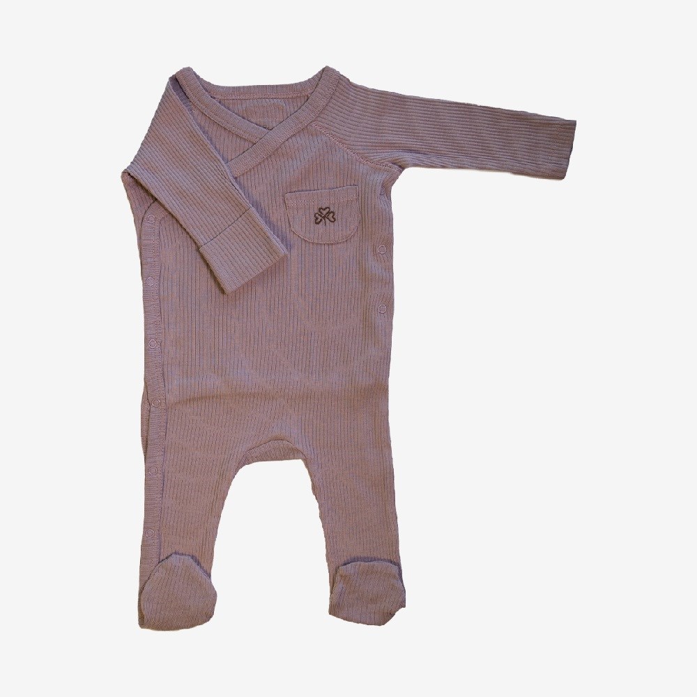 Adelie's Organik Pamuklu Yandan Çıt Çıtlı Uzun Kollu Patikli Tulum Pembe