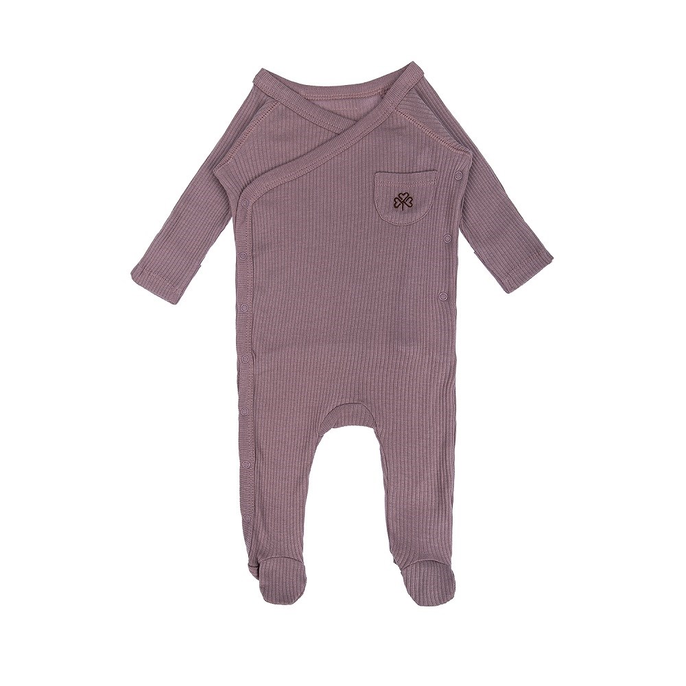 Adelie's Organik Pamuklu Yandan Çıt Çıtlı Uzun Kollu Patikli Tulum Pembe