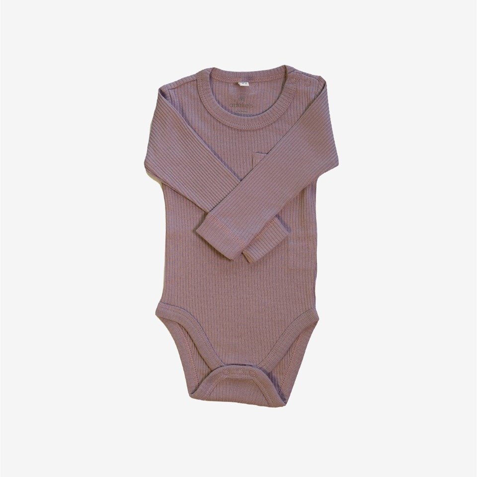 Adelie's Organik Pamuklu Uzun Kollu Body Pembe