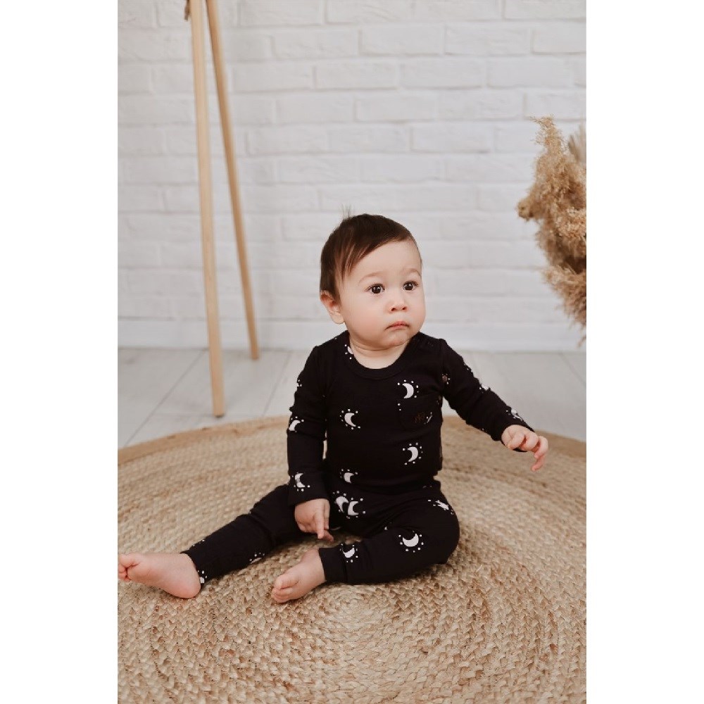 Adelie's Organik Pamuklu Uzun Kollu Body Alt Takım 2'li Set Koyu Mavi